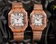 Swiss Quartz Cartier Santos Gold Copy Watch With Diamonds White Dial With Roman Markers (3)_th.jpg